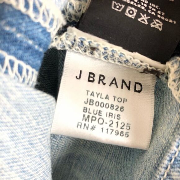 J-Brand-Tayla-Top-Embroidered-Roses-in Blue Iris - Picture 6 of 12